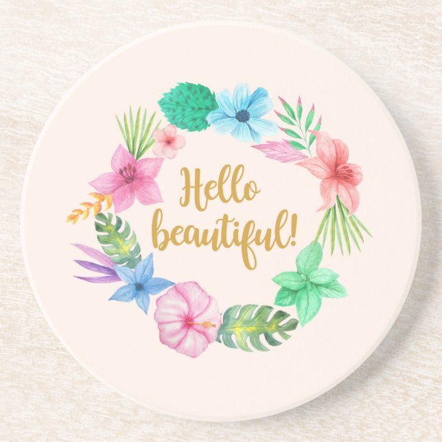 DESSOUS DE VERRE EN GRÈS BONJOUR BELLE ! (Devant)