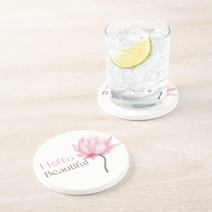 Dessous De Verre En Grès Bonjour Belle Fleur de Lotus