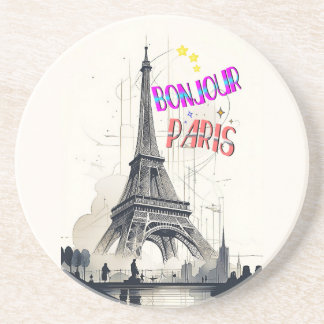Dessous De Verre En Grès Bonjour Colorful Paris