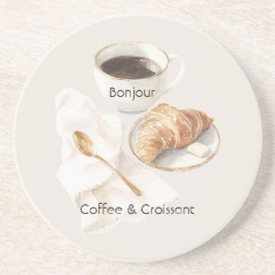 Dessous De Verre En Grès Bonjour Croissant & Café  