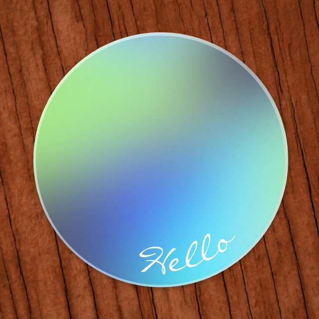 Dessous De Verre En Grès Bonjour moderne holographique bleu vert turquoise (Hologram gradient design )