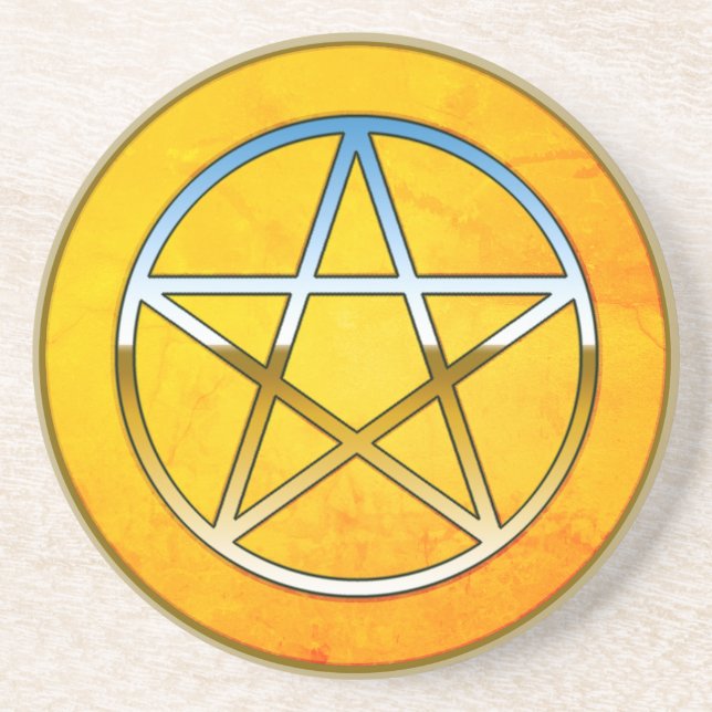 Dessous De Verre En Grès Bonjour Pentacle Métallique (Devant)