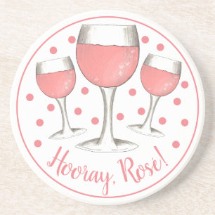 Dessous De Verre En Grès Bonjour, Rosé ! Verre rose vif rose vigne