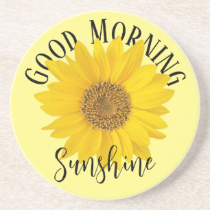 Dessous De Verre En Grès Bonjour Sunshine Jaune Tournesol