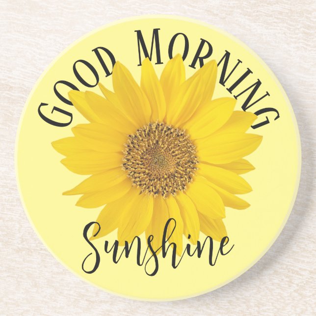 Dessous De Verre En Grès Bonjour Sunshine Jaune Tournesol (Devant)