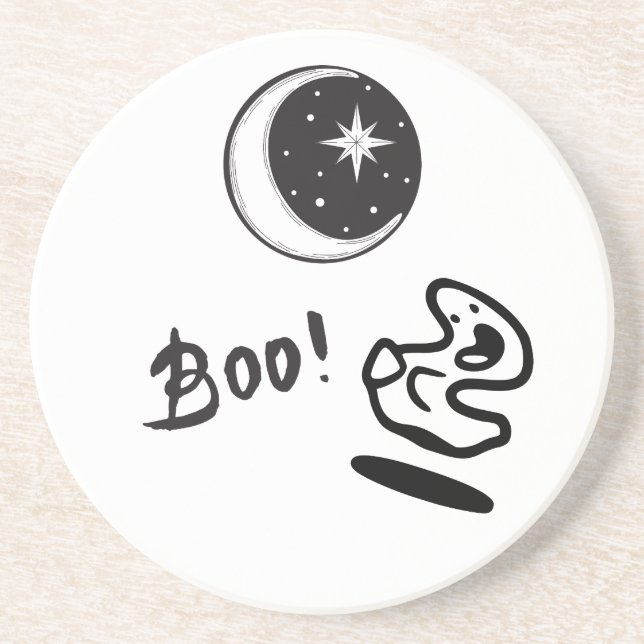 Dessous De Verre En Grès Boo lunaire fantôme (Devant)