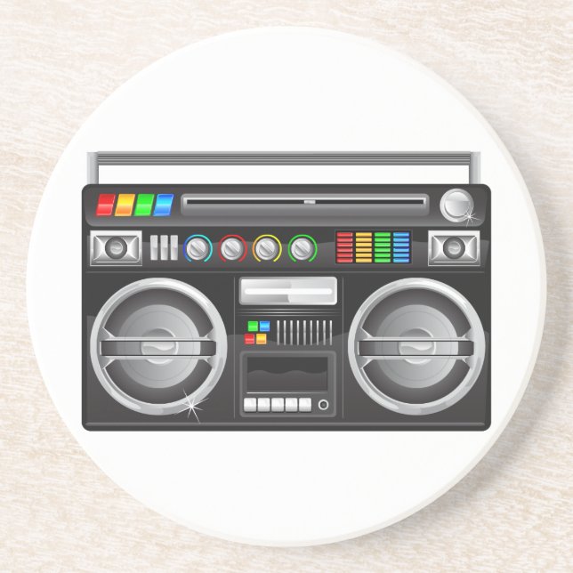 Dessous De Verre En Grès boombox rétro graveur graphique (Devant)