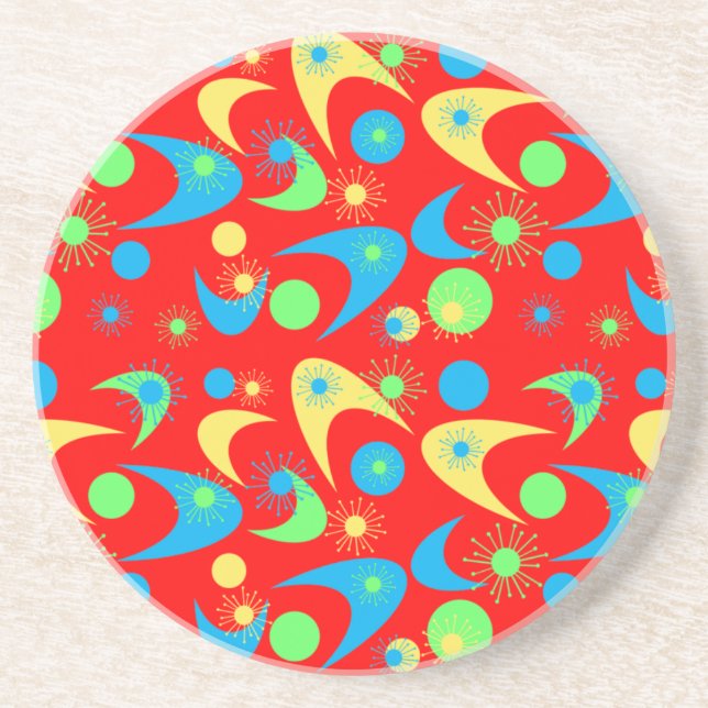 Dessous De Verre En Grès Boomerangs Rétro (Devant)