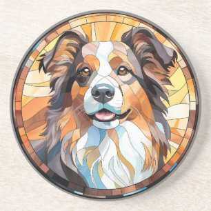 Dessous De Verre En Grès Bordure en verre doux Collie Chien