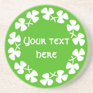 Dessous De Verre En Grès Bordure Shamrock blanche Ajouter un texte