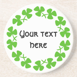 Dessous De Verre En Grès Bordure Shamrock verte Ajouter un texte