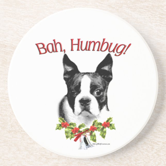 Dessous De Verre En Grès Boston Terrier Bah Humbug (Devant)