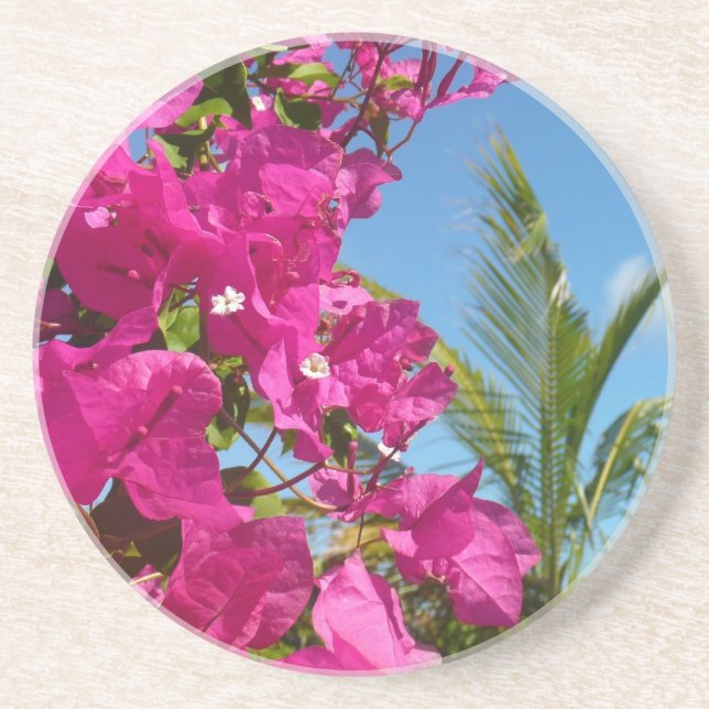 Dessous De Verre En Grès Bougainvilliers et palmiers paysage tropical (Devant)