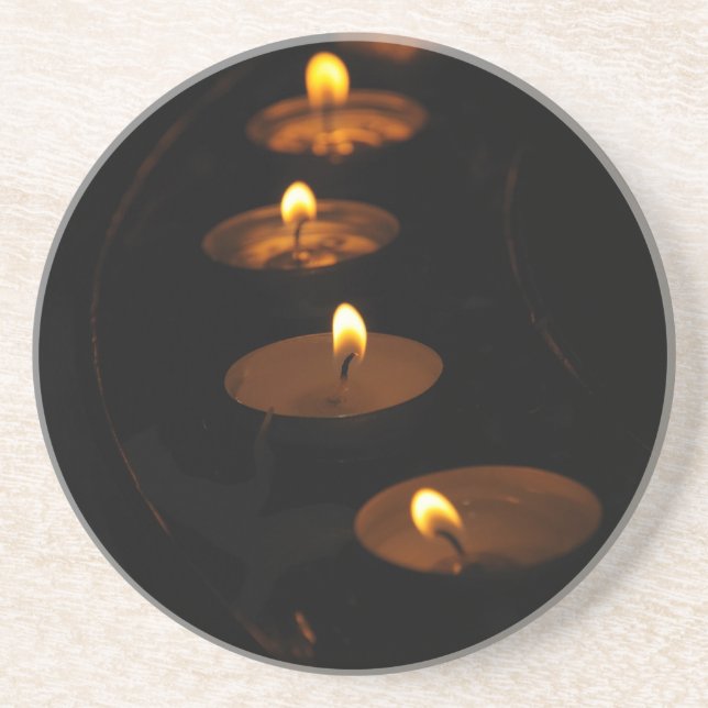 Dessous De Verre En Grès Bougies allumées (Devant)