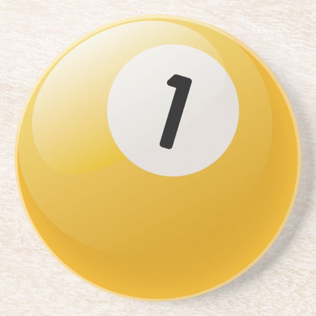 Dessous De Verre En Grès Boule de billards du numéro 1 (Devant)