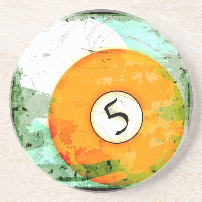DESSOUS DE VERRE EN GRÈS BOULE DE BILLARDS NUMÉRO 5 (Devant)