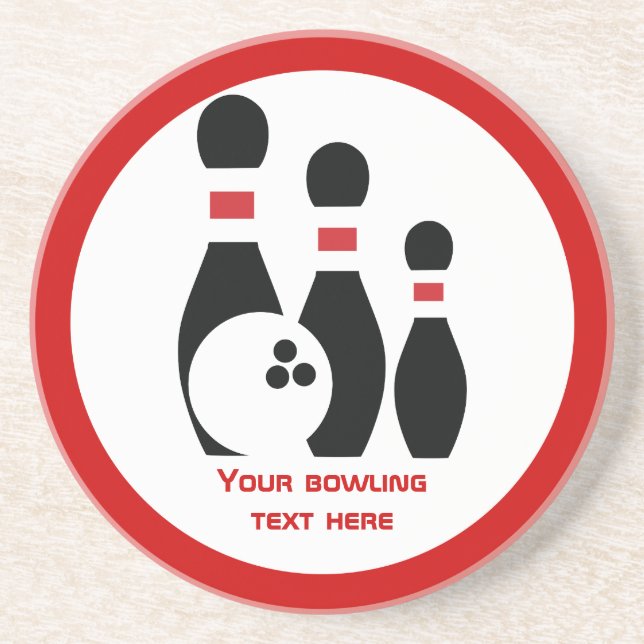 Dessous De Verre En Grès Boule de bowling et broches personnalisées (Devant)