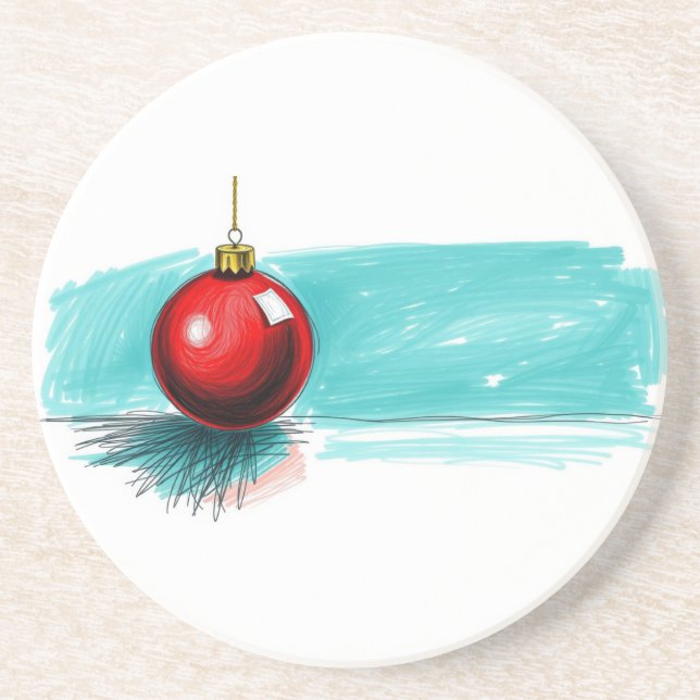 Dessous De Verre En Grès Boule de Noël (Devant)