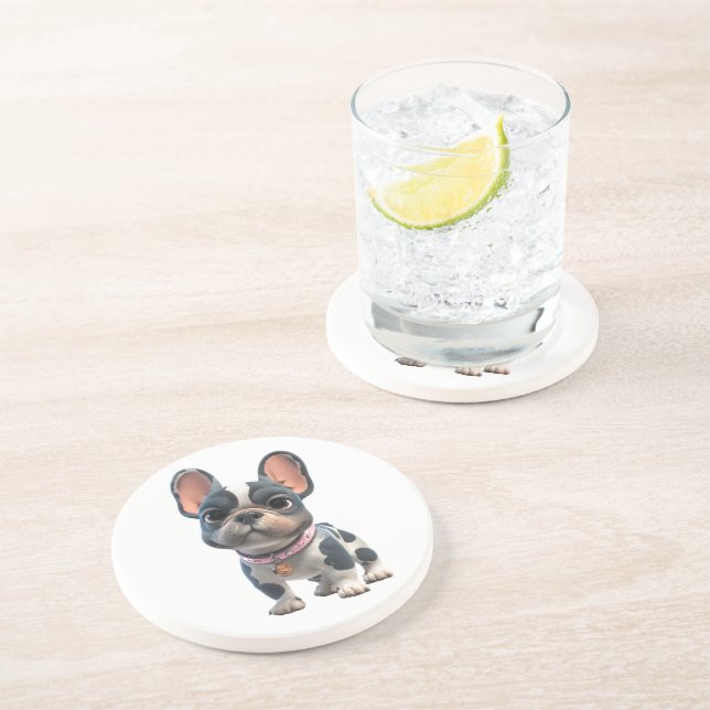 Dessous De Verre En Grès Bouledogue français (Côté)