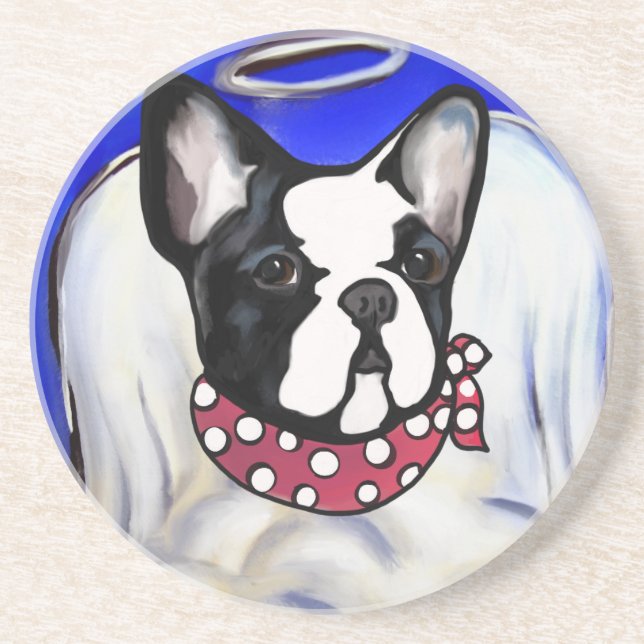 Dessous De Verre En Grès Bouledogue Français Ange (Devant)