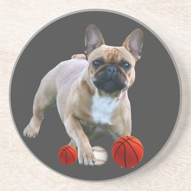 Dessous De Verre En Grès Bouledogue français football (Devant)