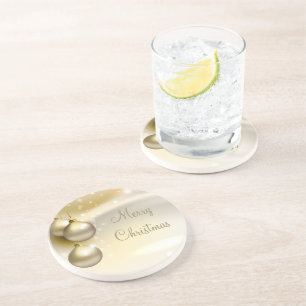 Dessous De Verre En Grès Boules de Noël en or