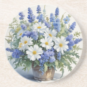 Dessous De Verre En Grès Bouquet de Fleurs Aquarelle Élégante