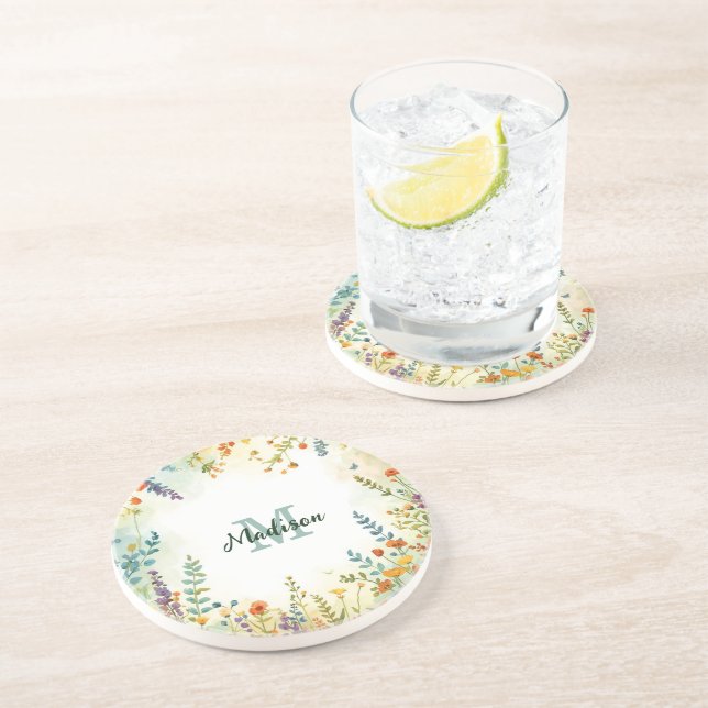 Dessous De Verre En Grès Bouquet de fleurs sauvages de fleurs printanières  (Côté)