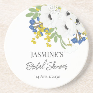 Dessous De Verre En Grès Bouquet floral de printemps blanc pour la douche d