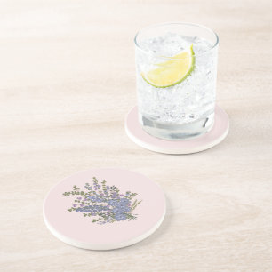 Dessous De Verre En Grès Bouquet Floral Lavande Bleue Oreiller
