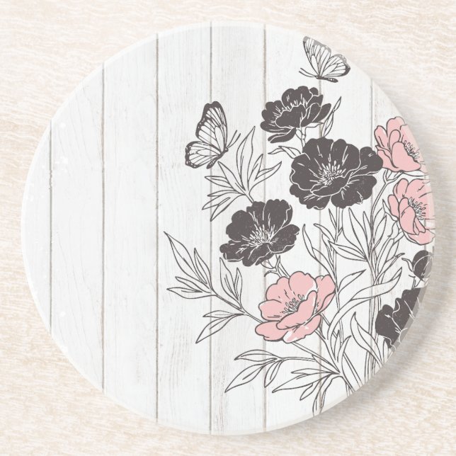 Dessous De Verre En Grès Bouquet papillon (Devant)