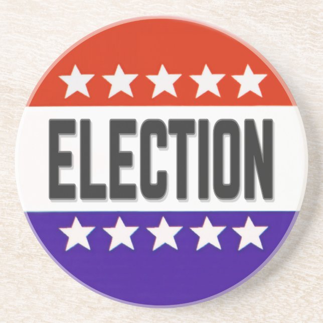 Dessous De Verre En Grès Bouton Élection (Devant)