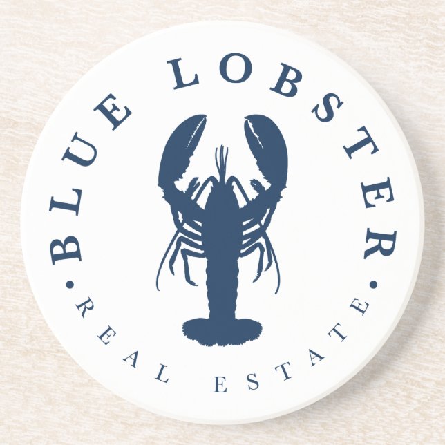 Dessous De Verre En Grès Bouton Immobilier Homard Bleu (Devant)