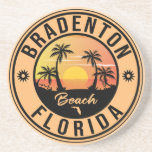 Dessous De Verre En Grès Bradenton Florida Souvenir Vintage voyage de plage<br><div class="desc">Bradenton Florida Design. Conception coucher de soleil avec votre plage et la mer Floride préférée,  adapté pour les amateurs de plage aux États-Unis surtout qui aime Bradenton.</div>