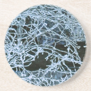 Dessous De Verre En Grès Branches d'hiver Cold Blue Icy Belle