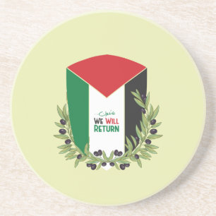 Dessous De Verre En Grès Branches du drapeau et de l'olivier palestiniens