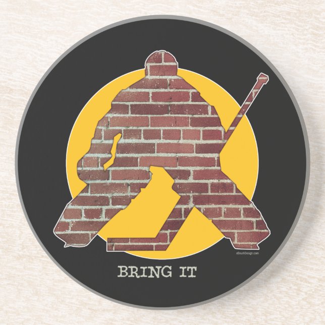 Dessous De Verre En Grès Brick Wall Hockey Goalie (Devant)