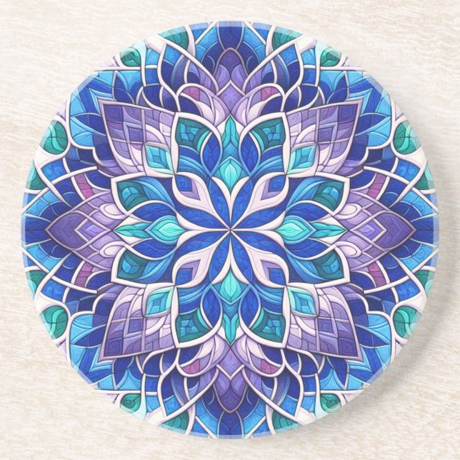 Dessous De Verre En Grès Bright - Vitrail Bloom  (Devant)