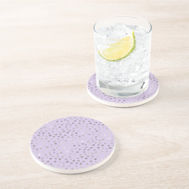 Dessous De Verre En Grès Brise de Lavande Points Argentés (Côté)