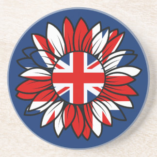 Dessous De Verre En Grès British Flag Sunflower Design Coaster