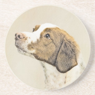 Dessous De Verre En Grès Brittany Peinture - Cute Original Chien Art