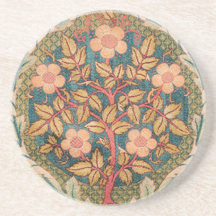 Dessous De Verre En Grès Broderie de germes roses par William Morris