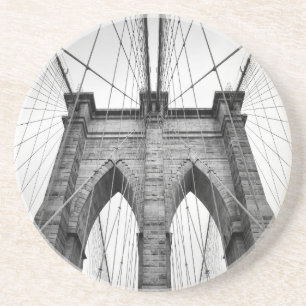 Dessous De Verre En Grès Brooklyn Bridge Architectural Black & White Photo