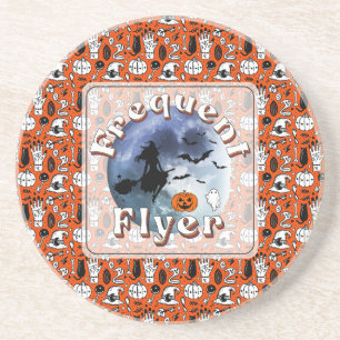 Dessous De Verre En Grès Broomstick pour sorcière Halloween Circulaire fréq
