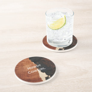 Dessous De Verre En Grès Brown Noir Noir Faux Cowhide