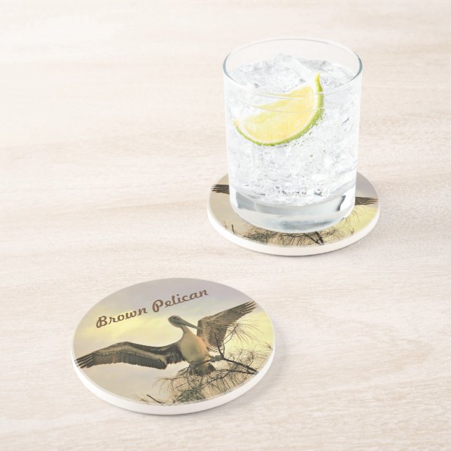 Dessous De Verre En Grès Brown Pelican flight Coaster (Côté)