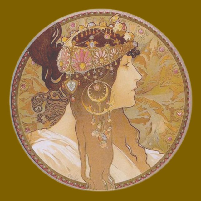 Dessous De Verre En Grès Brunette byzantine, Mucha (Créateur téléchargé)
