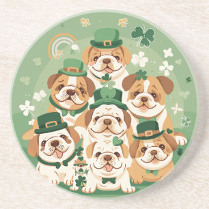 Dessous De Verre En Grès Bulldogs anglais de la Saint-Patrick