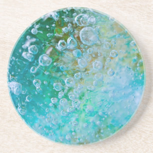 Dessous De Verre En Grès Bulle de la terre - abrégé sur vert bleu