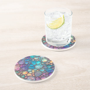 Dessous De Verre En Grès Bulles d'Abalone colorées